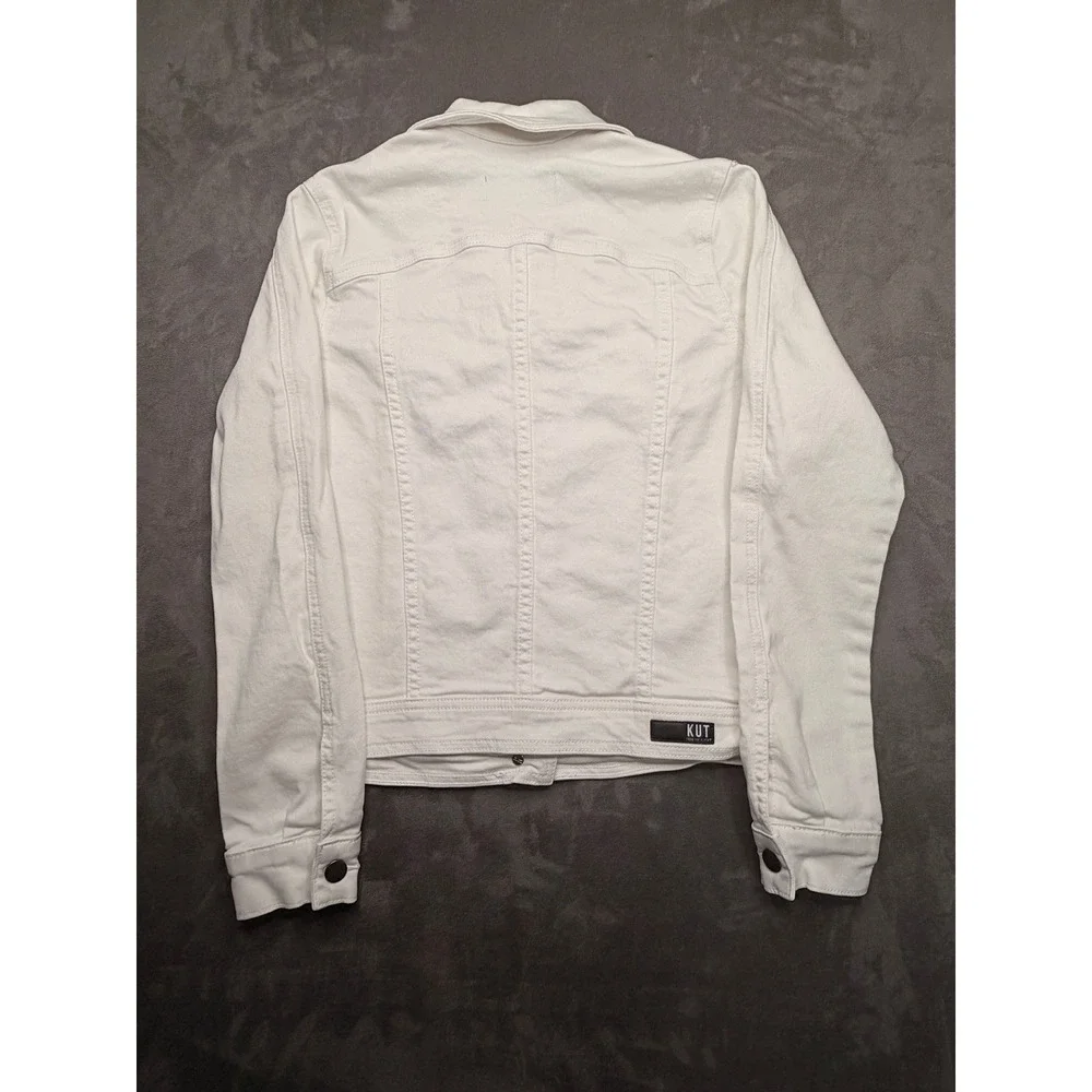 Kut from‎ the Kloth Rene Jacket Womens XS White Denim Trucker Cotton Stretch